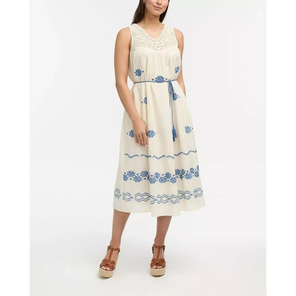Ellen Tracy Women's Crochet Embroidered Maxi Dress Size Large